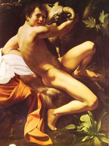 Caravaggio: San Giovanni Battista cm. 132 x 97, custodito a Roma nei Musei Capitolini.